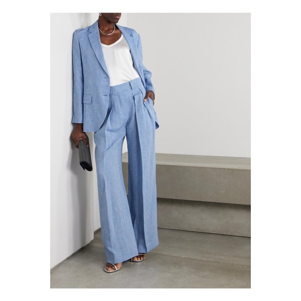 브루넬로쿠치넬리 플리츠 리넨 혼방 와이드 팬츠 라이트 블루 1647597355286061