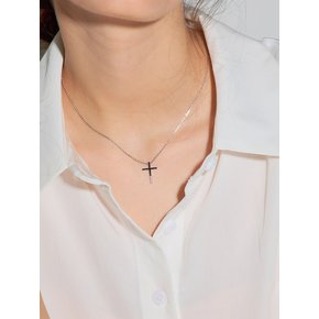 LB_Cross simple necklace_SILVER