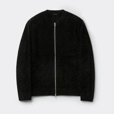 블랙 셔닐 라운드넥 집업 가디건 CWWAW25713BKX