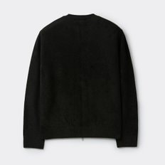 블랙 셔닐 라운드넥 집업 가디건 CWWAW25713BKX