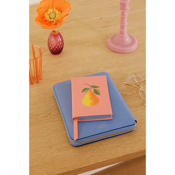 스마이슨 진주 체셔스 프린트 텍스처 가죽 노트북 핑크 46376663162993414