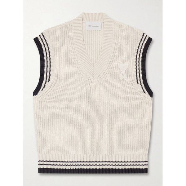 로고 아플리케 스트라이프 리브 울 코튼 블렌드 베스트 46376663162992606