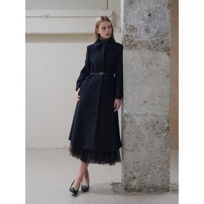 Grace wool flare long coat [Black]