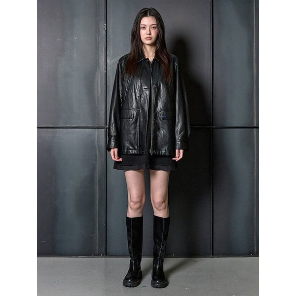 Faux Leather Midi Jacket  Black (KE613ZM035)