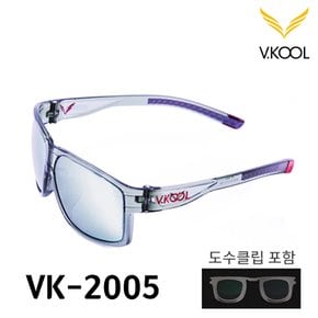 브이쿨 VK-2005 실버 투명 그레이 편광 선글라스 도수클립