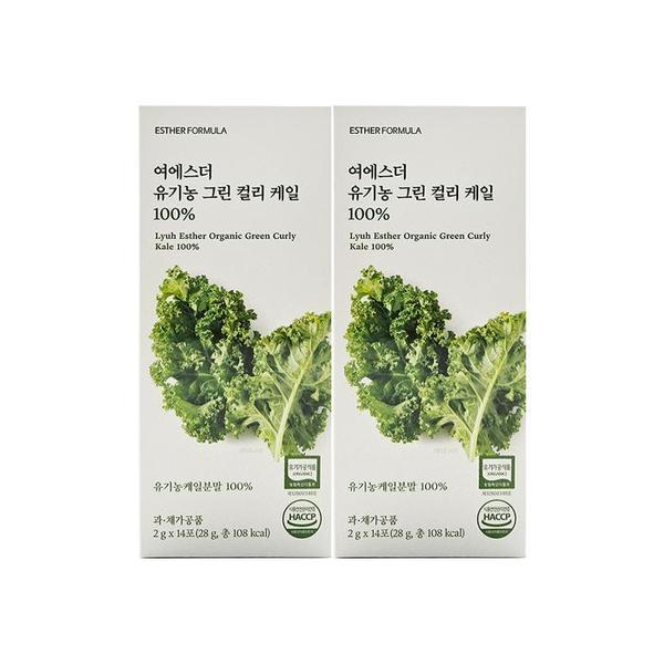 확대된 대표 에스더포뮬러 여에스더 유기농 그린 컬리 케일 100% 2g x 14포 x 2박스(1)