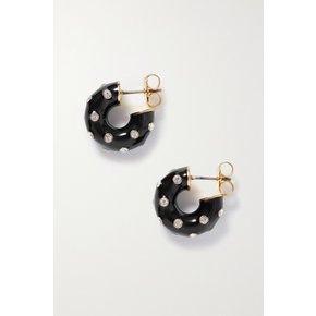 Twinkle Twinkle Gold-tone, Enamel And Cubic Zirconia Hoop Earrings 블랙