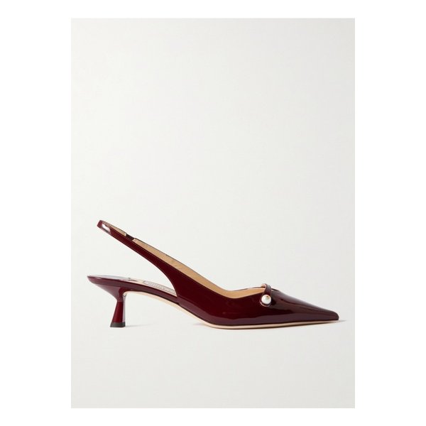 아미타 인조 진주 장식 페이턴트 가죽 슬링백 펌프스 45mm 버건디 1647597335916252