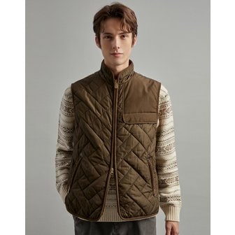 닥스 [23FW] [하이랜더] [Imported Fabric] 카키 퀼팅 베스트 DMJU3D103K2