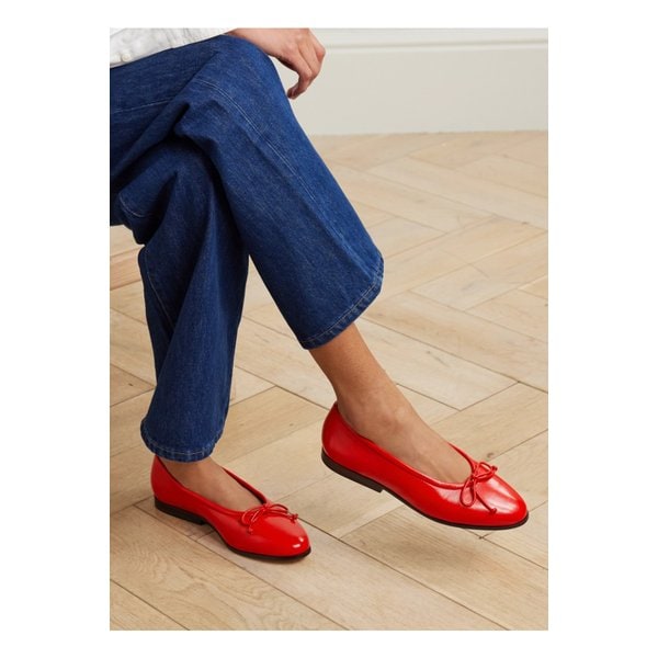 로플러 랜달 노엘 보우 디테일 페이턴트 가죽 발레리나 플랫 레드 46376663162937409