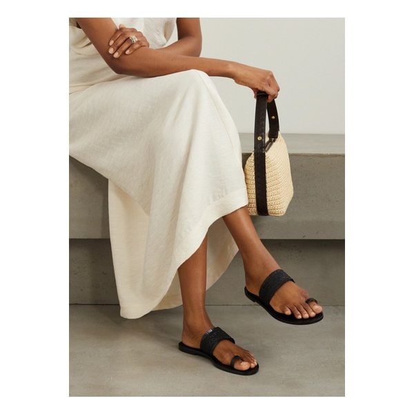 아마누 셰라 프린지 브레이디드 가죽 슬리퍼 1647597332373332