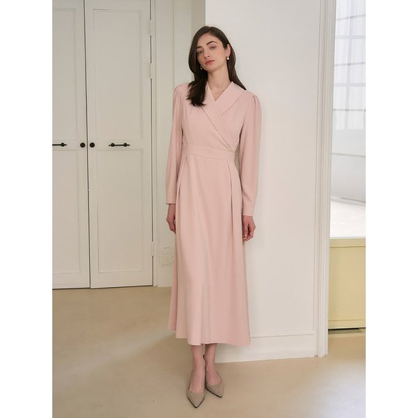 SHAWL COLLAR DRESS PINK 숄 카라 드레스 핑크