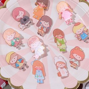 브로치 소녀 뱃지 패션 액세서리 귀여운 여성 코사지 자개 자수 배지 큐빅