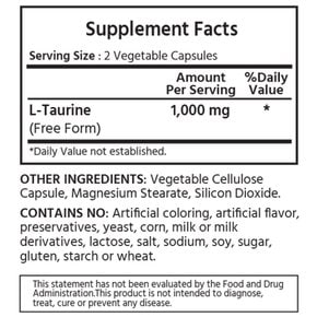 [해외직구] 마이라이프 내추럴스 엘 타우린 1000mg 180캡슐