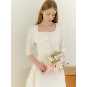 Square-neck 2piece-Style Flare Dress / Ivory(3 color)