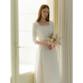Square-neck 2piece-Style Flare Dress / Ivory(3 color)