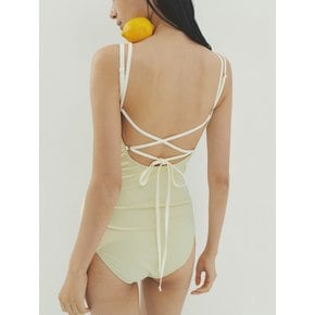 Daisy knit one piece swimsuit _lemon chiffon