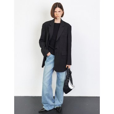 HACIE WOOL BLENDED OVERSIZE SINGLE JACKET [BLACK]