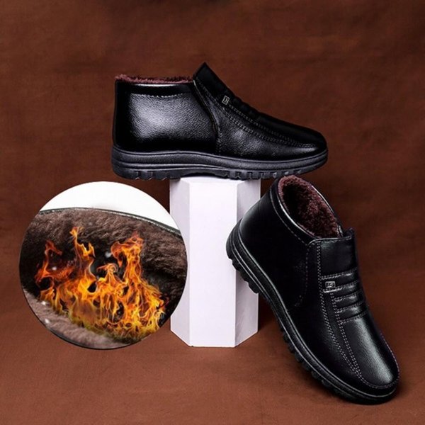 [옷자락] 남자 겨울 작업화 출근화 기모 털안감 방한 블랙 로퍼