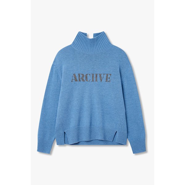 레터링 디테일 하이넥 니트 풀오버 7126150100140