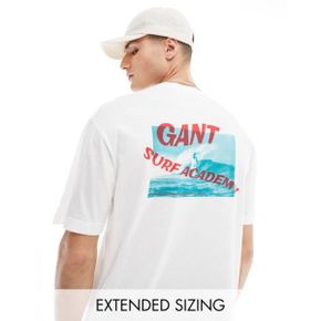 GANT 간트 서프 로고 백 프린트 티셔츠 릴렉스드 핏 인 화이트 8634992