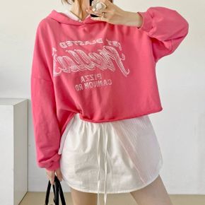 빈티지워싱쭈리 후드크롭박스 긴팔티셔츠 데일리 빅사이즈 간절기 구제면캐주얼_P436604619