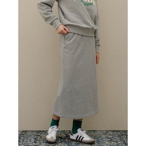 String banding cotton Long skirt - Gray