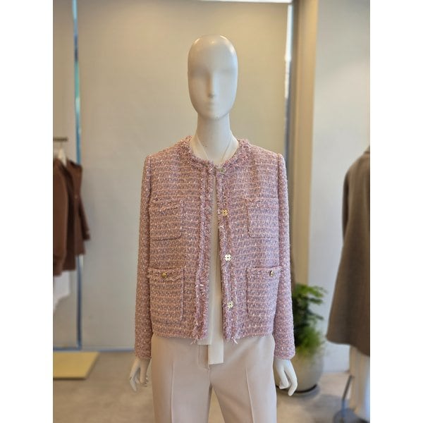 [여주점] [더 아이잗] 여성 트위드 포켓 라운드넥 재킷 (IS2M0JK711)