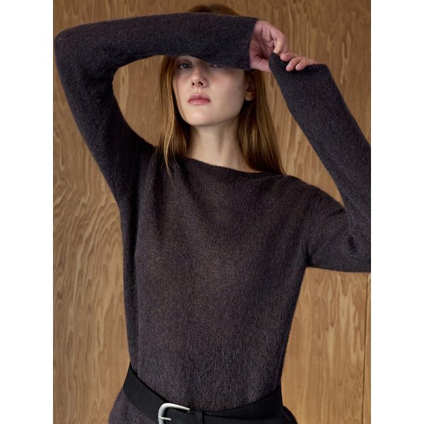 모헤어 러프 니트 탑 차콜 OU1877