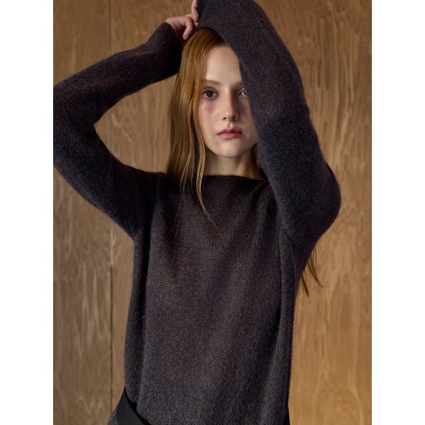 모헤어 러프 니트 탑 차콜 OU1877