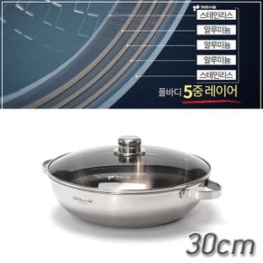 국내산 키친아트 인덕션겸용 전골냄비 통5중스텐 28cm