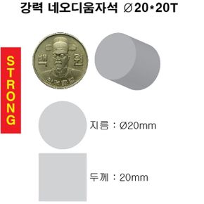 문구완구 초강력 네오디움 영구 원형 자석 20X20T 1개