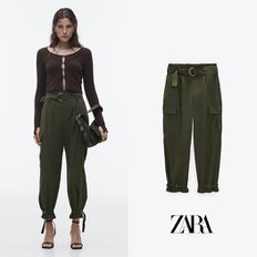 ZARA 자라 카키 스트레이트 카고 팬츠 4001 051