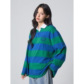 스트라이프 럭비 카라 셔츠 블루_Stripe Rugby Collar Shirt Blue