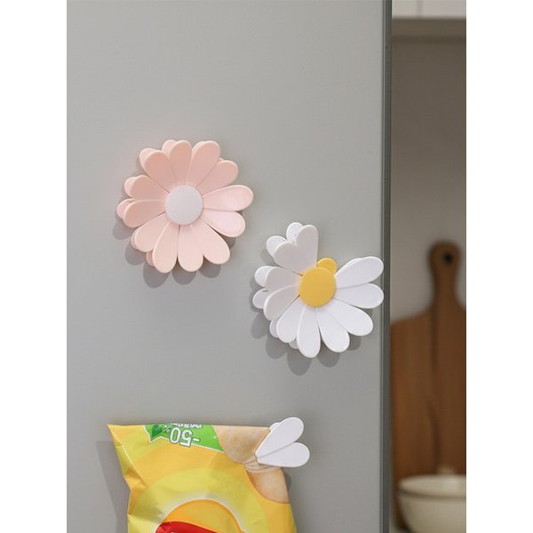 데이지 꽃잎 집게 냉장고 자석 주방 용품 마그넷 2color