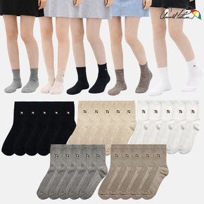 여자 골지 중목 패션 양말 5족 발목이 편한 흰색 회색 검정 국산