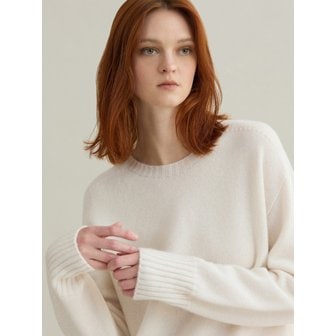 마레디마리 [Cashmere 100%] Wholegarments Round pullover - Ivory