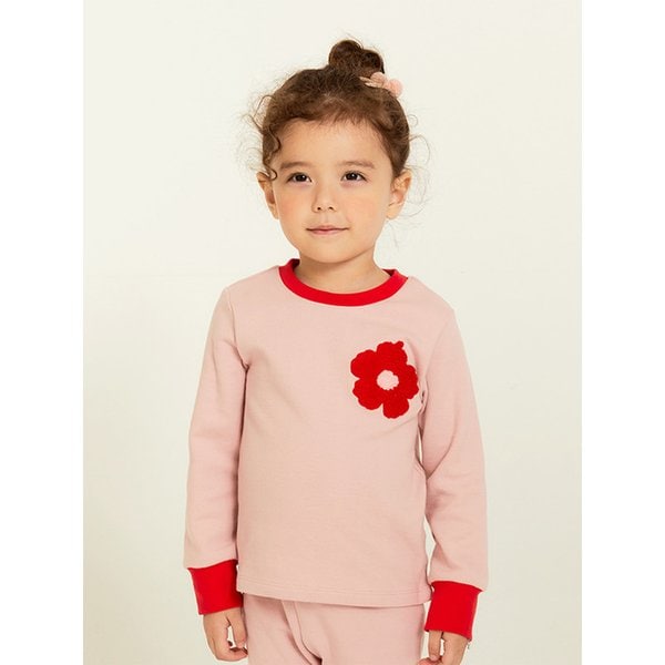 핑크 플라워 기모 상하세트