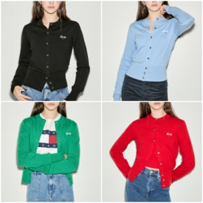 [장원영PICK] 여성 하이립스 스크립트 가디건 T32E6KCD01TWT2 TOMMY JEANS