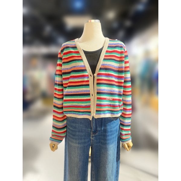 [여주점] 스트라이프 린넨 브이넥 가디건 (BAKCA2631)