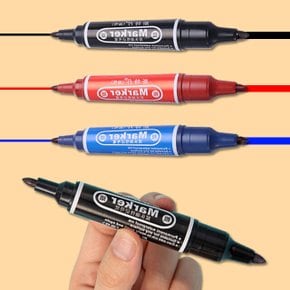 양면 유성 매직 굵은 단색 얇은 안지워지는 3색 오일 펜 낱색 둥근닙 낱개 2mm 1mm