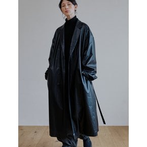 unisex trench reather coat black