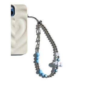 Silver Sky Blue Cloud Wrist Phone Strap