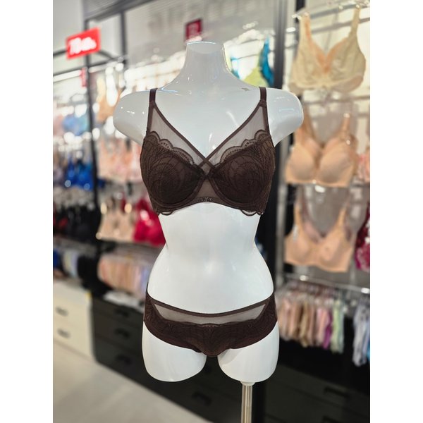 [시흥점] (시흥) 비너스 튤레이스 풀 커버리지 패드브라, 헴팬티 세트 [VBR1496/VPT1496H-BR]