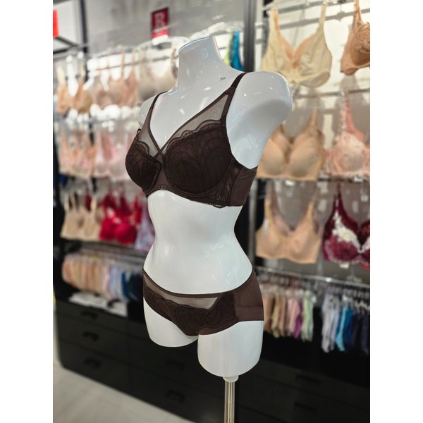 [시흥점] (시흥) 비너스 튤레이스 풀 커버리지 패드브라, 헴팬티 세트 [VBR1496/VPT1496H-BR]