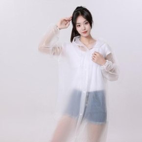 남녀공용 EVA 다회용 우비 레인코트 캠핑 우의 화이트