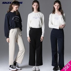 3SET [스케쳐스(SKECHERS)] 여성 테이퍼드 우븐 기모 팬츠 3종세트