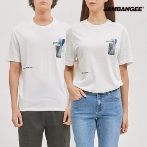 유니 기획 전사프린트 반팔 티셔츠 화이트 AK2WTS96-WH