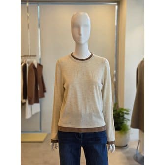 더아이잗 [여주점] [더 아이잗] 여성 배색 라운드넥 풀오버 니트(IS3M1PO721)
