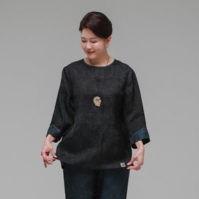 더하랑 바람드리 여름 인견 블라우스 먹색